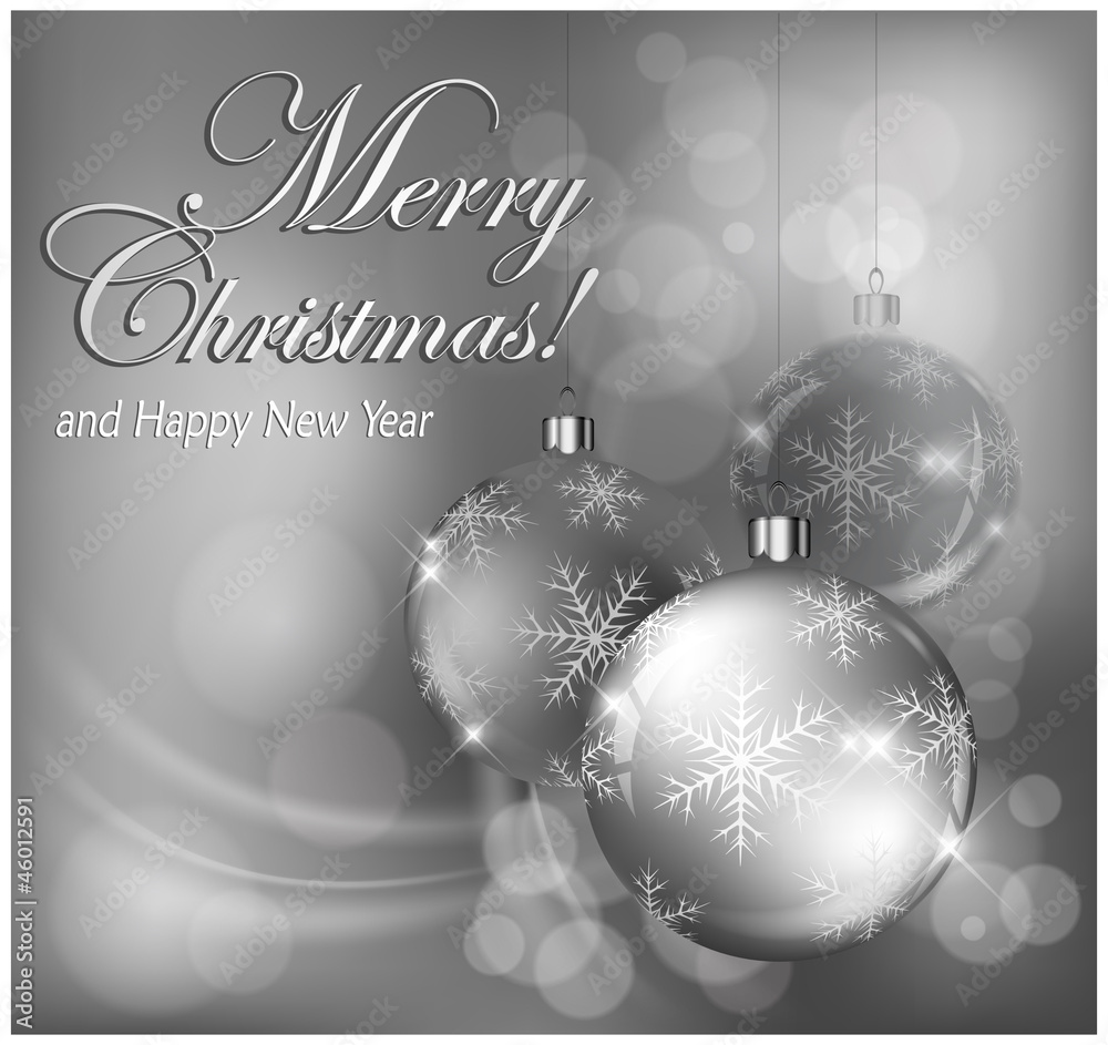 Christmas baubles with snowflake & text in silver Christmas baubles with snowflake & text in silver