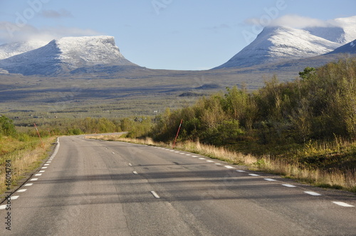 Mountain road in north of Sweden