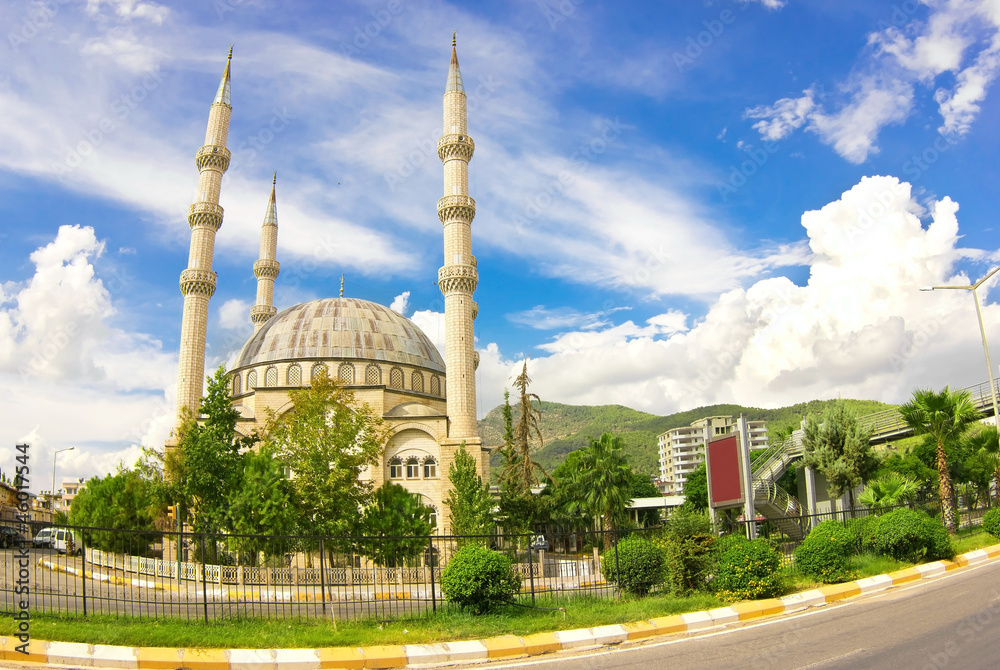 Naklejka premium Mosque in the center of Anamur, Turkey