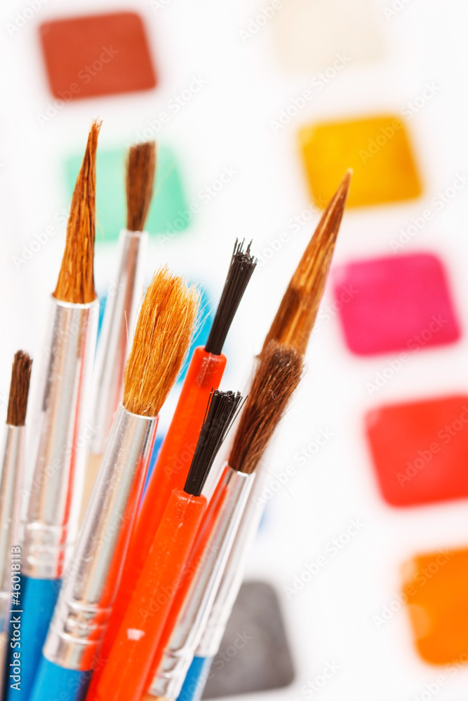 Fototapeta premium paints with brushes
