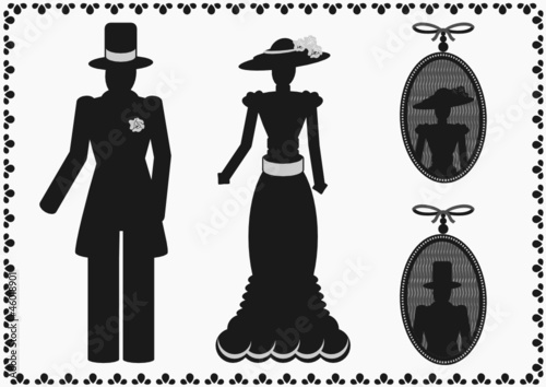 vintage lady and gentleman silhouette