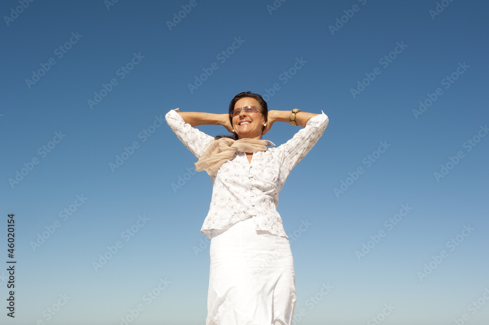Relaxed happy senior woman outdoor