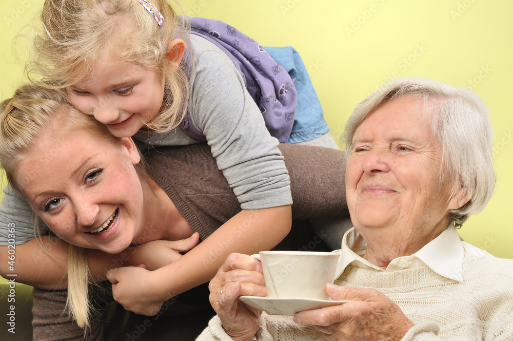 Three women - three generations. Happy and smiling. Three women - three generations. Happy and smiling.