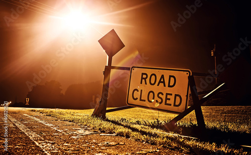 Road closed sign photo