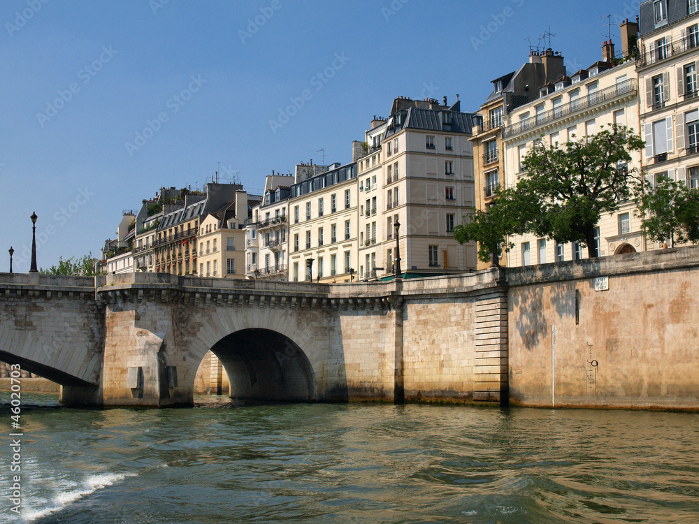 Paris city view as seen from Seine river