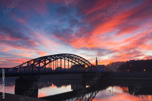 Pilsudzki bridge in the early morning, Krakow, Poland #46021557
