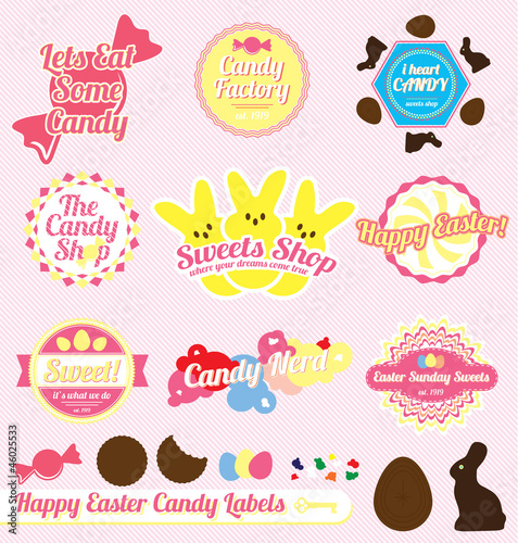 Vector Set: Vintage Easter Candy Labels and Icons
