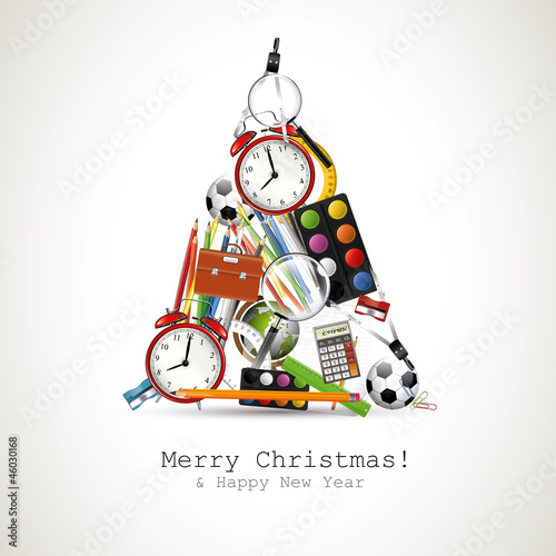Christmas tree made from school supplies