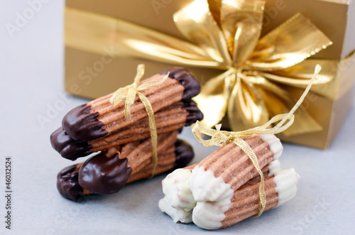 Chocolate fingers cookies coated with chocolate