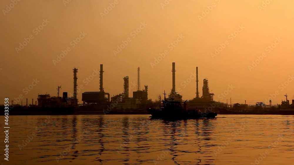 River and oil refinery factory with reflection River and oil refinery factory with reflection