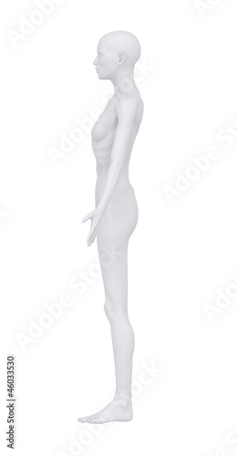 Anorexic woman in anatomical position lateral view