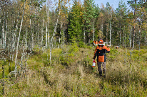Going to work with a brush cutter