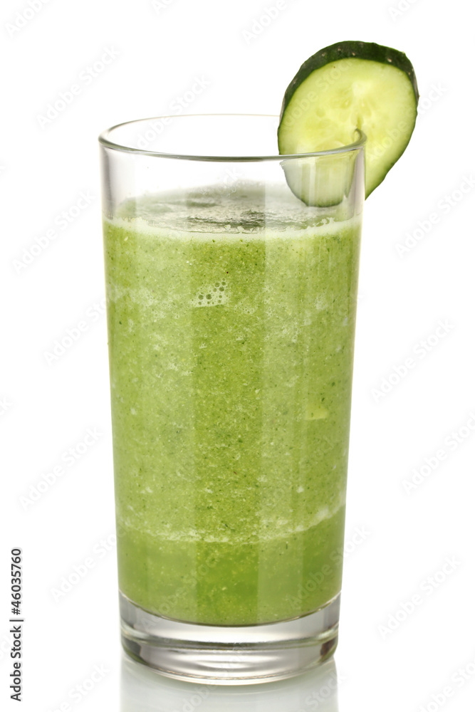 Green vegetable juice isolated on white Green vegetable juice isolated on white