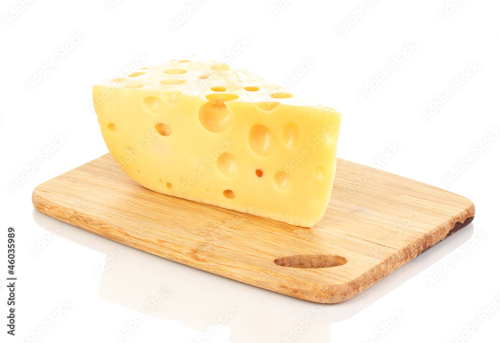 tasty cheese on wooden board isolated on white tasty cheese on wooden board isolated on white