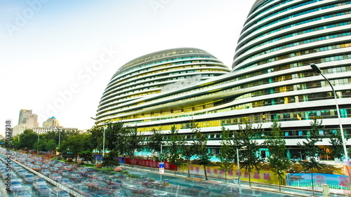 Skyscrapers in Beijing. Timelapse