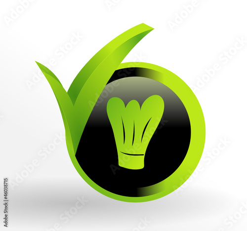 icône toque chef cuisinier sur bouton vert et noir