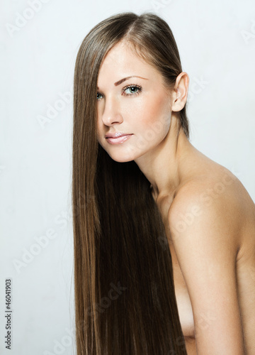  beautiful young woman with elegant long shiny hair