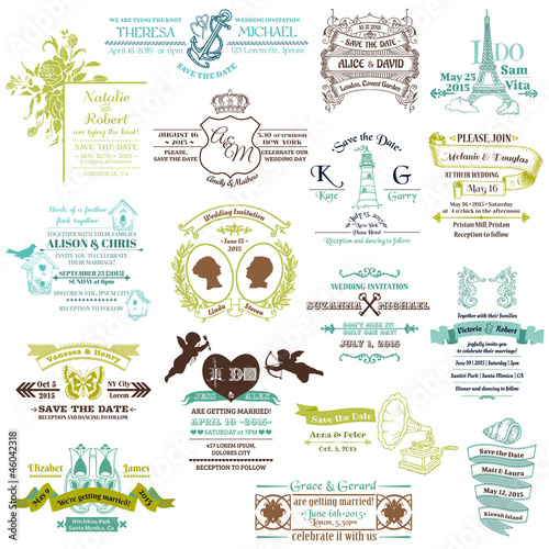 Wedding Vintage Invitation Collection - for design, scrapbook -