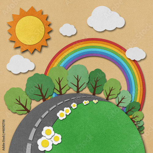 Summer view recycled paper background.