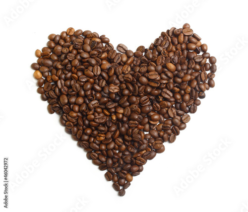 heart shape made of coffee beans