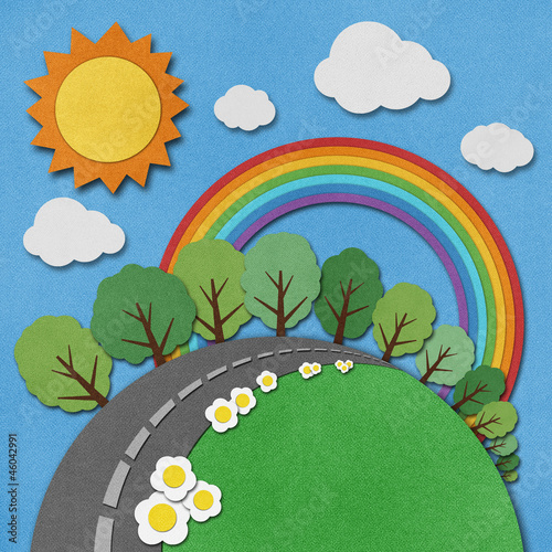 Summer view recycled paper background.