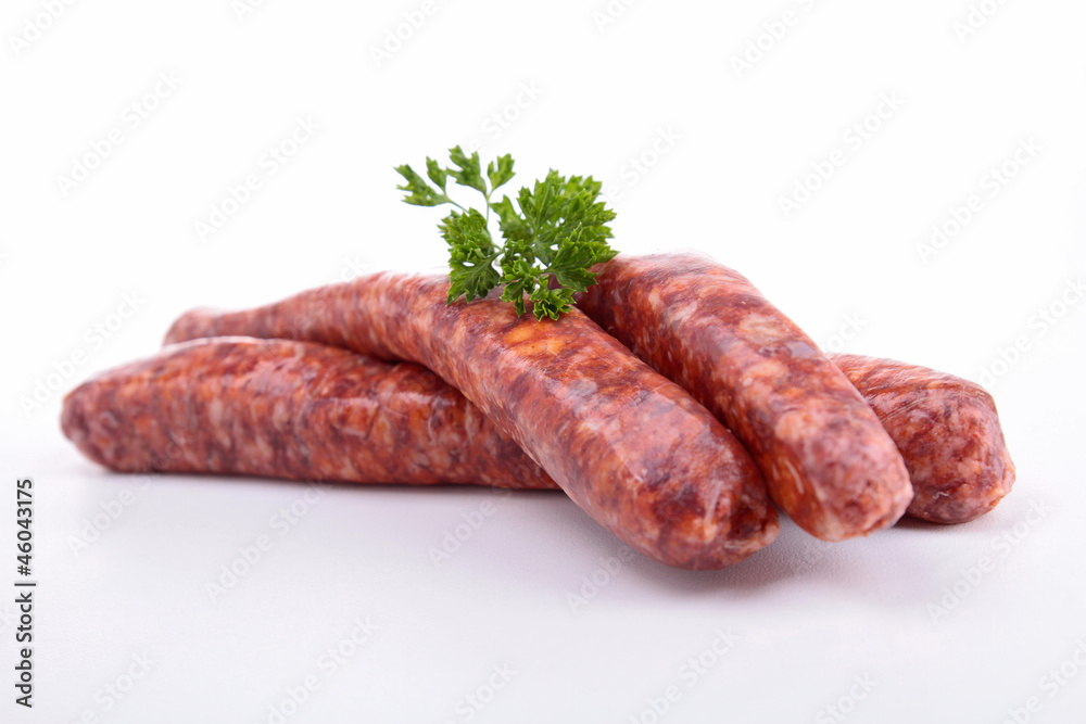 isolated sausage and parsley