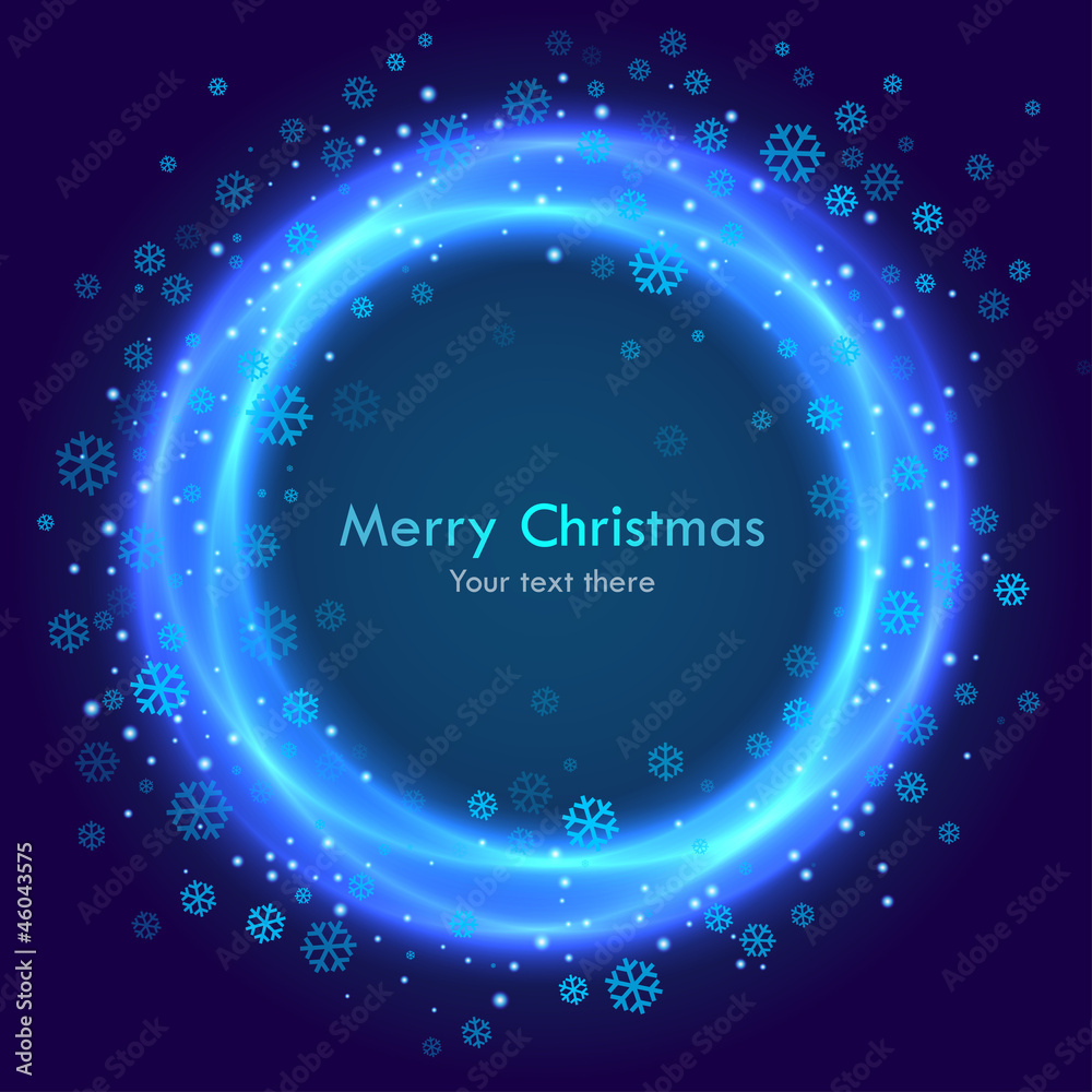 Abstract christmas blue background with  snowflakes