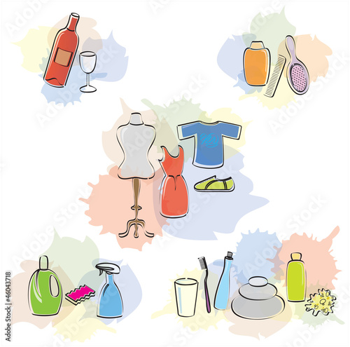 Ensemble d'Icones Objets Divers Beauté, Mode, Propreté, Hygiène