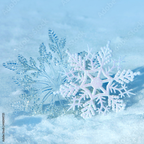 Christmas snowflakes on snow © elen_studio