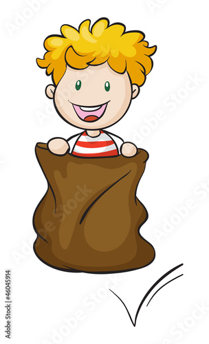 a boy and burlap