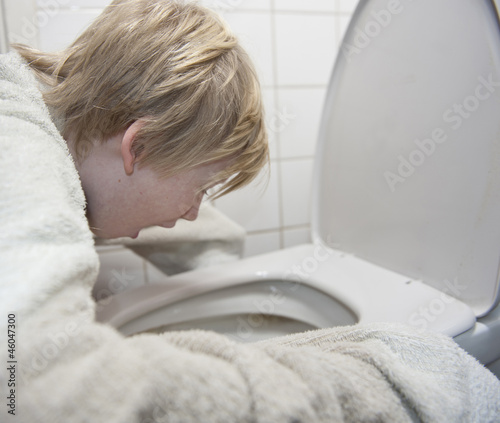 Young boy feel sick photo