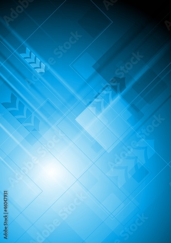 Blue technical background with arrows. Vector