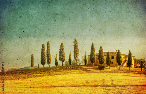 vintage tuscan landscape photo