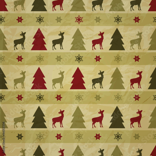 vector seamless winter pattern, crumpled paper texture