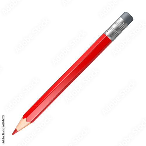 red pencil on a white background