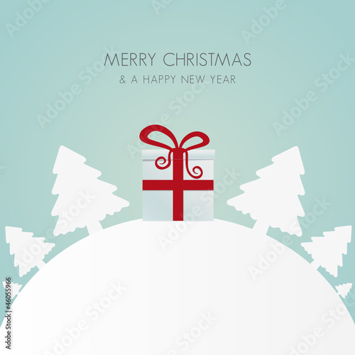 gift box red white christmas tree world