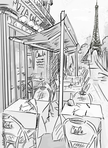 Paris street -sketch  illustration #46056744