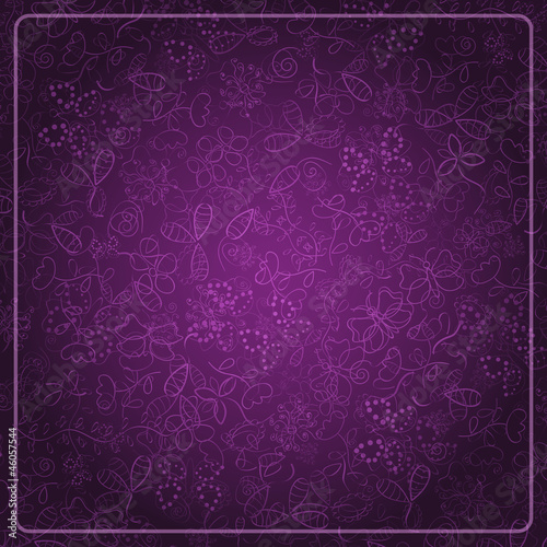 Abstract Dark Purple Card with Doodle Background