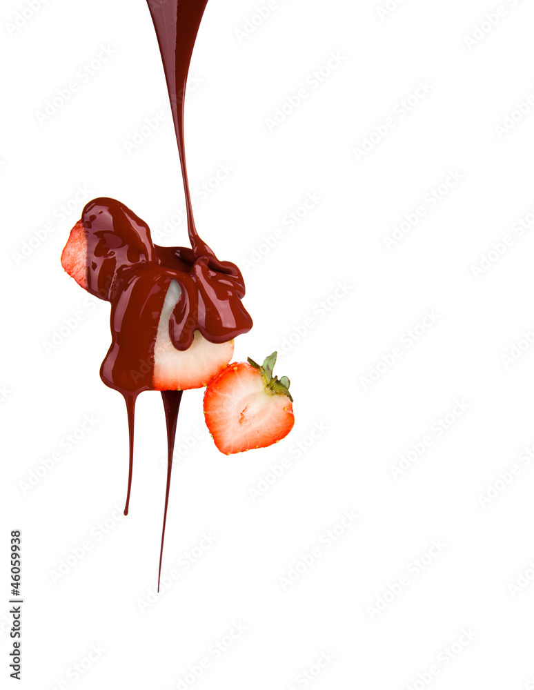 Plexiglas schilderij met Strawberry dipped in melting dark chocolate  #46059938