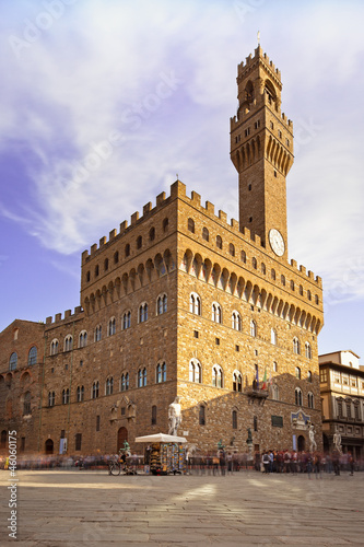 Palazzo Signoria landmark Florence, Italy. Long exposure photo