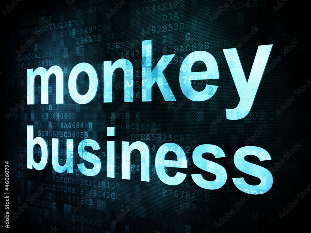Life style concept: pixelated words monkey business on digital s Life style concept: pixelated words monkey business on digital s