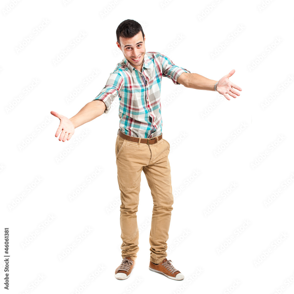 Young man with open arms Young man with open arms