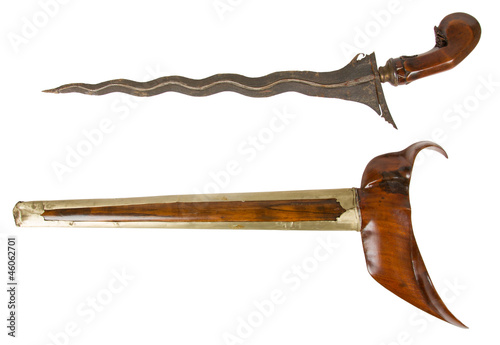 Antique typical Indonesian kris knife photo