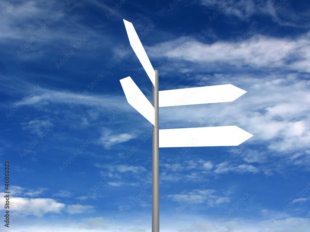 Signpost on beautiful background of blue sky. 3D render. Signpost on beautiful background of blue sky. 3D render.