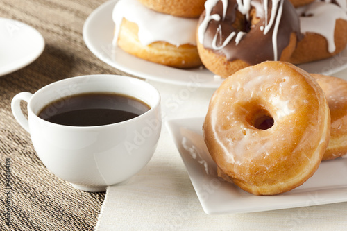 Fresh Homemade Donuts with Black Coffee
