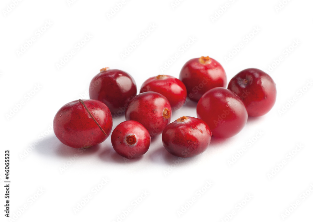 Cranberries on white