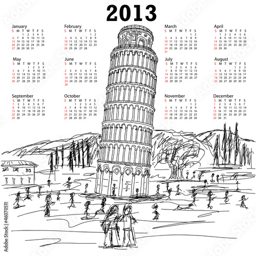 leaning tower of pisa 2013 calendar