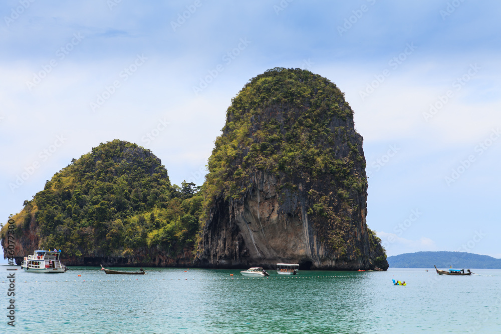 Longtail boats, Tropical beach, Tub Island, Andaman Sea, Thailan
