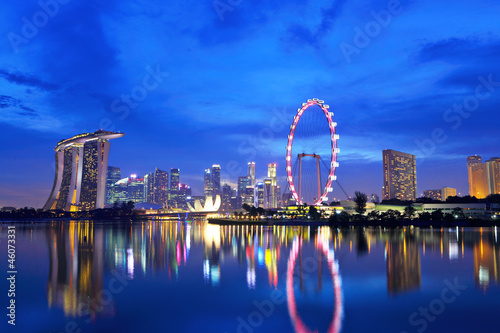 Singapore city skyline at night