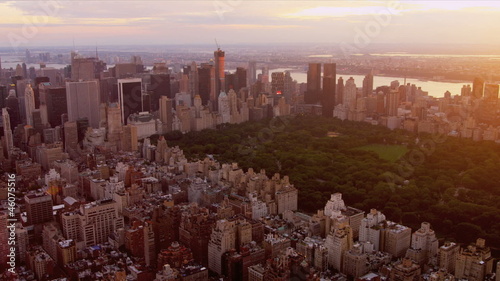 Aerial view at sunset of Central Park, New York